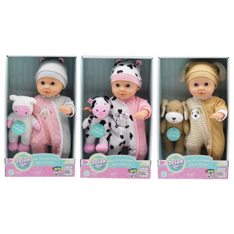 BABY 30CM WITH SOUND AND LUNA TODY ANIMAL 3FIG  / Babies-Dolls   