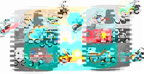 Hape Emergency Peg Puzzle (E1406A) - Puzzle With Emergency Vehicles - 10 Pcs.  / Wooden Toys   