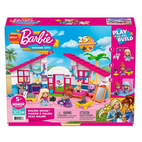 Mattel Mega Bloks Barbie House Malibu - 300 Pcs (GWR34)  / Bricks- Magnetics   