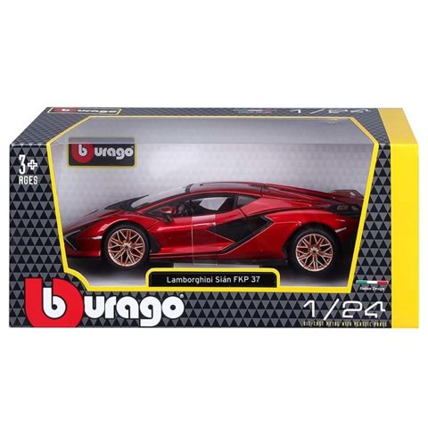 Bburago 1/24 Plus Lamborghini Sian FKP 37 Red Metal Miniature (18-21099-R)  / Cars, motorcycle, trains   