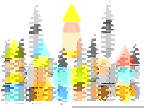 Tooky Toy :: WOODEN STACKING GAME WITH SHAPES & CARDS  / Wooden Toys   