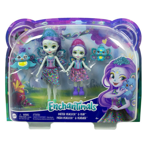 ENCHANTIMALS DOLL AND BROTHER - PATTER PEACOCK & FLAP (#HCF83)  / Girls   