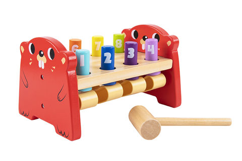 Tooky Toy :: WOODEN BENCH WITH NUMBERS & HAMMER  / Wooden   