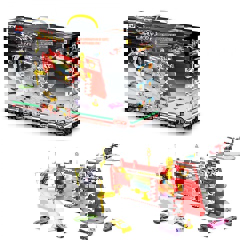 CAR PARKING GARAGE WITH VEHICLES AND HELICOPTER   / Tracks   