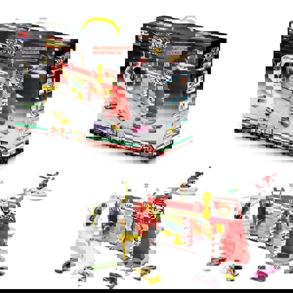 CAR PARKING GARAGE WITH VEHICLES AND HELICOPTER  