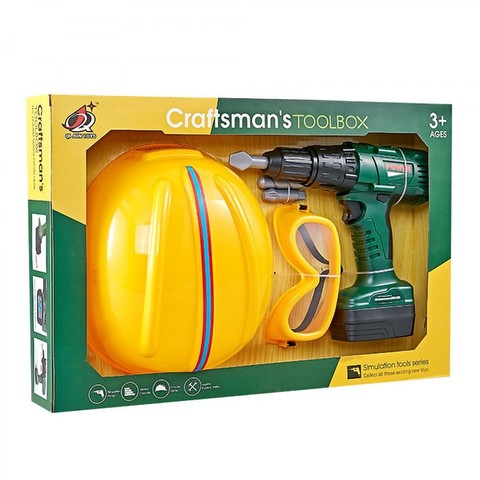 TOY DRILL WITH MASK AND HELMET  / Tools, medical tools   