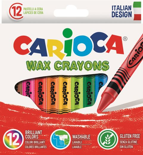 CARIOCA WAX CRAYONS CANDLES 12 PIECES  / Colours   