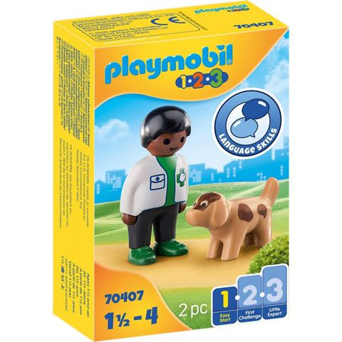 Playmobil 1.2.3 Κτηνίατρος Με Σκυλάκι 70407  / Playmobil   