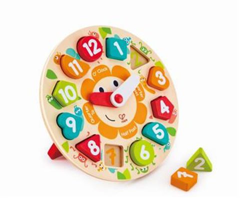 Puzzle Clock With Large Numbers & Stand  / Wooden Toys   
