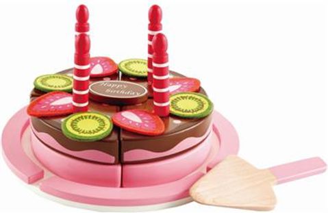 Two-tiered Birthday Cake With Candles & Greeting Card  / Wooden Toys   