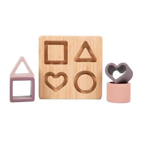 Bo Jungle B-Bamboo Silicone-Wooden Toy With Shapes Pink 6+M B.931000  / Wooden   