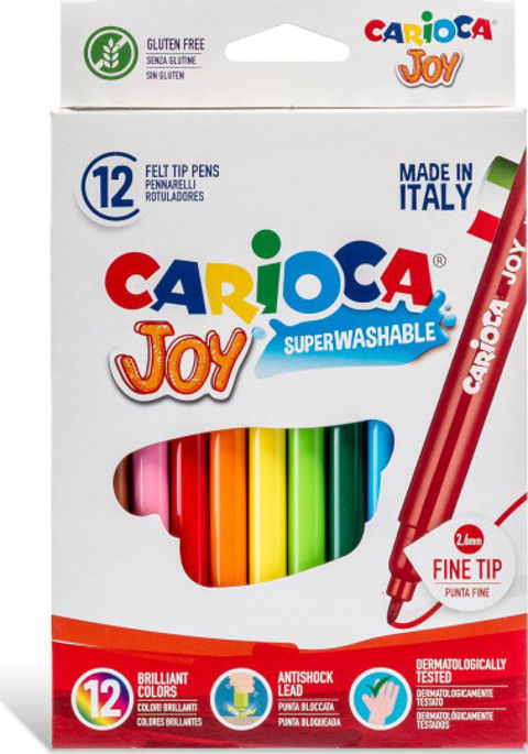  Carioca Joy Πλενόμενοι Μαρκαδόροι Ζωγραφικής Λεπτοί σε 12 Χρώματα   / Σχολικά Είδη   