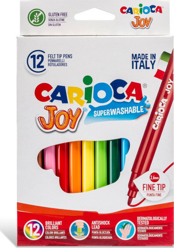  Carioca Joy Πλενόμενοι Μαρκαδόροι Ζωγραφικής Λεπτοί σε 12 Χρώματα  