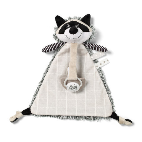 BabyOno Consolation Cloth with pacifier clip - Rocky the Raccoon  / Babyono-Sophie   