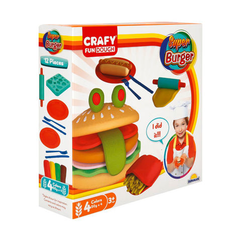 Sunman Crafy Fun Dough Παιδικό Σετ Πλαστελίνης Super Burger 12 Pcs S01002015  / Πλαστελίνη   