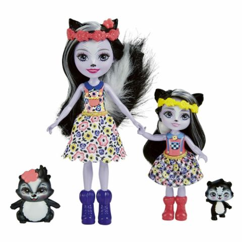 Mattel Enchantimals – Κούκλα Και Αδερφάκι, Sage Skunk & Caper, Sabella Skunk & Stiper HCF82 (HCF79)  / Κορίτσι   