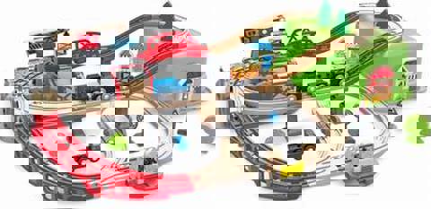 Hape Railway Bucket-Builder Set (E3764) -Railway Construction Set with Carrying Case - 50Pcs.   / Wooden Toys   