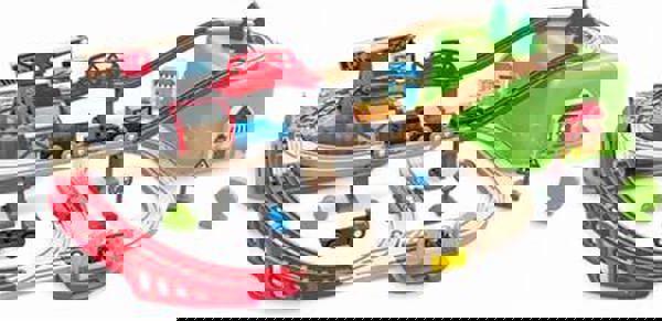 Hape Railway Bucket-Builder Set (E3764) -Railway Construction Set with Carrying Case - 50Pcs.  