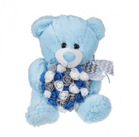 TIT0 28CM TEDDY BEAR WITH FLOWERED HEART  / Plush Toys   
