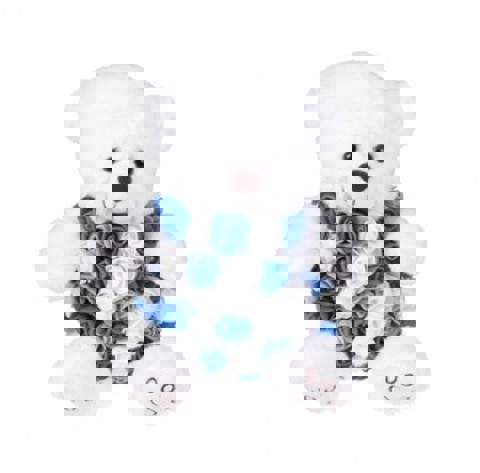 BEAR WHITE 20CM BODY FLOWER BLUE/GRAY  / Other Plush Toys   