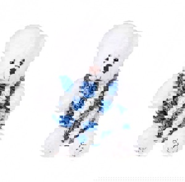 BEAR WHITE 20CM BODY FLOWER BLUE/GRAY 