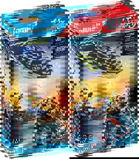 Playmobil Καταδίωξη Αμφίβιου Οχήματος Από Αστυνομικό Αλεξίπτωτο  / Playmobil   