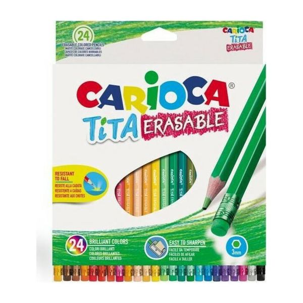 Carioca Tita Erasable Wood Paints With Eraser Set 24 Pcs. 