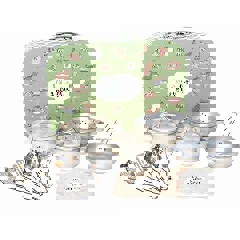 Jabadabado: Suitcase with cooking utensils  / Wooden Toys   