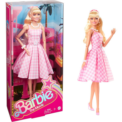 Mattel Barbie Movie Margot Robbie Pink Gingham Dress HPJ96  / Girls   