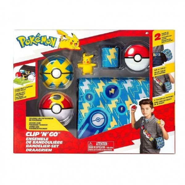 Pokemon Clip 'N' Go Bandolier Σετ με 2 Poke Balls και 1 Φιγούρα Μάχης 5εκ. Pikachu Wave 4 (JW000028-W4/PKW3156) 