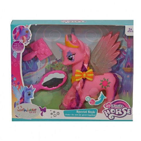 Pony with Long Hair, Bright Feathers and Music - 4 Drawings (20.1840)  / Houses-Playsets-Polly Pocket   