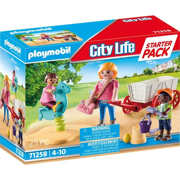 Playmobil City Life Starter Pack Νηπιαγωγός Με Παιδάκια Και Καροτσάκι 