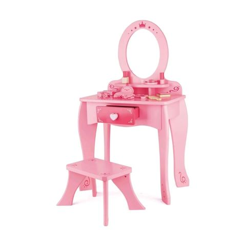 Hape Tickled Pink Girl's Vanity - 13pc Beauty Boudoir. (E8350A)  / Girls   